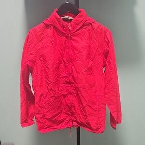 Vintage L.L. Bean Red Rain Jacket With Collapsible Hood
